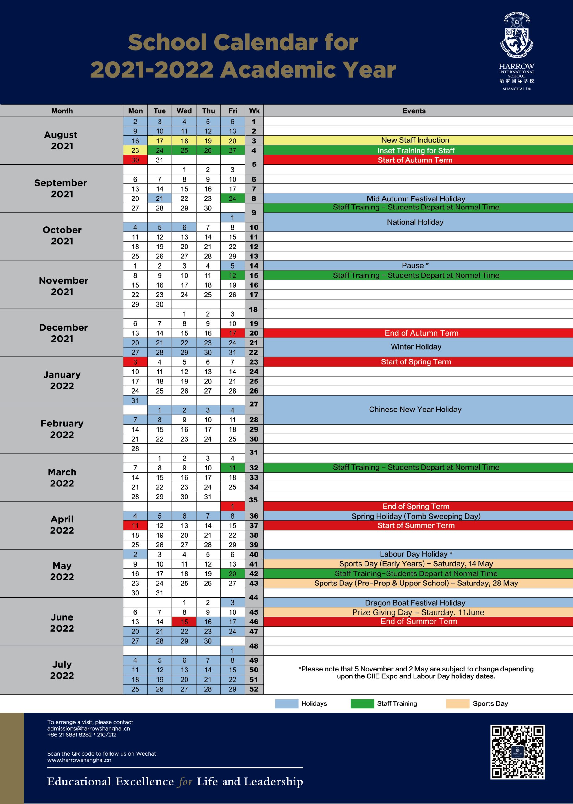Term Dates Harrow Shanghai